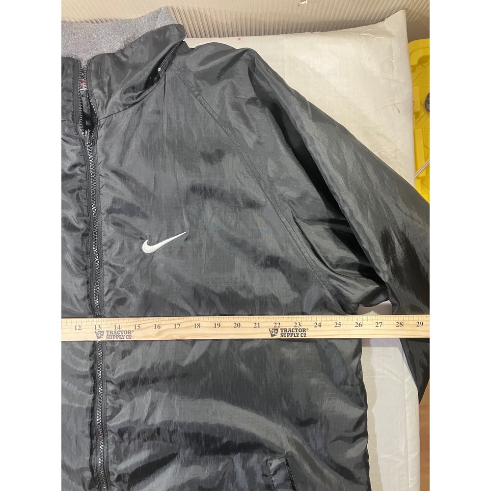 Nike Reversible Windbreaker Jacket Men's XL Black Gray Full Zip Made in USA - Picture 3 of 6